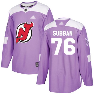Adidas New Jersey Devils #76 P.K. Subban Purple Authentic Fights Cancer Stitched NHL Jersey